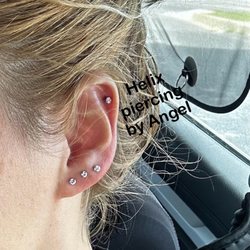 Blue Crab Tattoo & Body Piercing - Fresh helix piercing by Angel