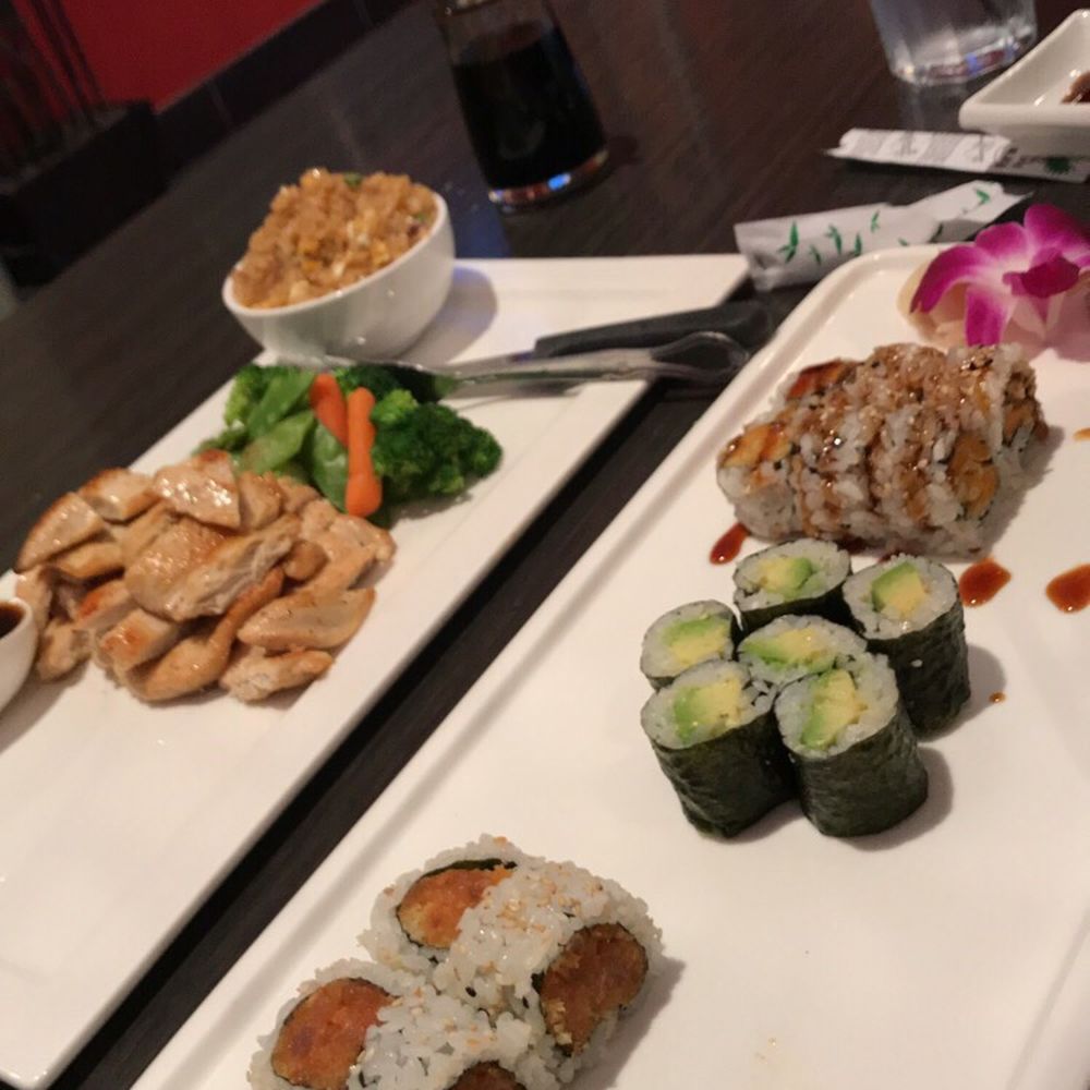 Ginza Sushi - Spicy tuna, avocado roll, sweet potato roll, and teriyaki chicken w/ fried rice. - Japanese Near Me - Cypress, Texas Ginza Sushi - Spicy tuna, avocado roll, sweet potato roll, and teriyaki chicken w/ fried rice. - Japanese Near Me - Cypress, Texas