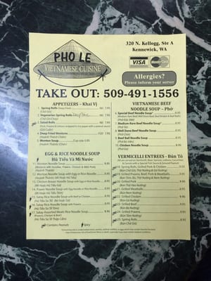 Menu photo 6 Pho Le Kennewick, WA