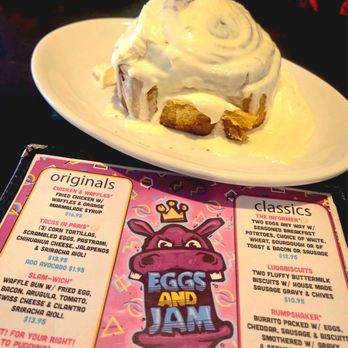 Eggs & Jam - Cinnamon Roll it's HUGE!!!!! - Breakfast & Brunch Near Me - West Des Moines, Iowa