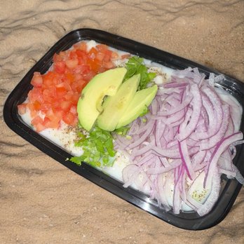 Manta’s Ceviche - Fish Ceviche Bowl with fresh ONO fish marinated in lime juice, topped with red onion, tomato, cilantro, and avocado. - Seafood Near Me - Honolulu, Hawaii