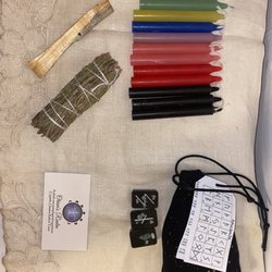 Orion’s Realm - Palo Santos $5, Rosemary $6, spell candles $1 each and ruin stones  $20