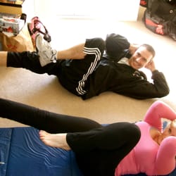 In-Home Personal Training - Personal training with Karen doing abs.