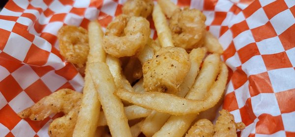 Photo of The Real New Orleans Style Restaurant - Marble Falls, TX, US. Kids popcorn shrimp.