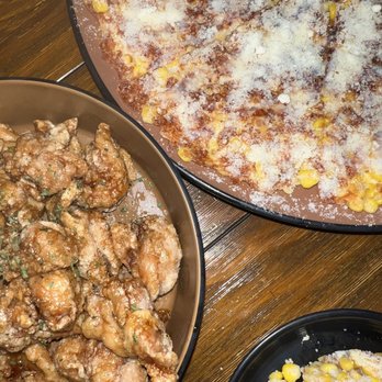 Misoolkwan OC - honey chicken and cheesy corn pancake - Korean Near Me - Buena Park, California