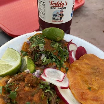 Teddy's Red Tacos - Small tacos and a mulita. Agua de jamaica $4 for a Mexico water bottle - Tacos Near Me - Whittier, California