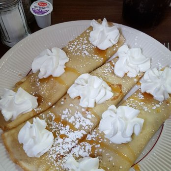 Just Breakfast and Things - Yummy crepes filled with bananas and berries.  Very filling! - American Near Me - Lisbon, Connecticut