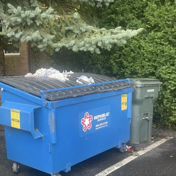 Republic Services - Republic refuses to remove their full dumpster from our property after THEY canceled our account. Terrible company. - Recycling Center Near Me - Auburn, Massachusetts