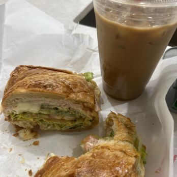 Cafe Donuts - Their new lunch sandwich "L2" and a caramel iced coffee! Yummm! - Donuts Near Me - Chino, California
