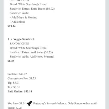 Yesterdays Sandwich Shop - Order total - Sandwiches Near Me - Aledo, Texas Yesterdays Sandwich Shop - Order total - Sandwiches Near Me - Aledo, Texas