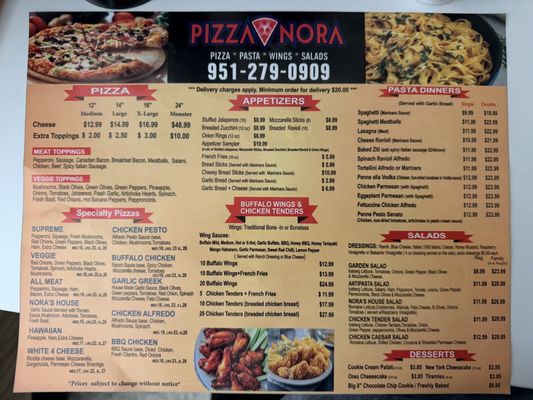Menu photo 1 Pizza Nora Eastvale, CA Menu photo 1 Pizza Nora Eastvale, CA