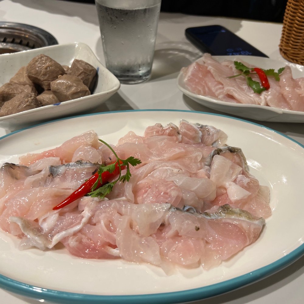 Hotpot Champ - Left to right: meatballs, sole fish, carp fish - Hot Pot Near Me - San Francisco, California