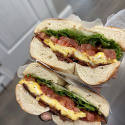 Aviation Deli & Grill - Egg, lettuce, tomato bacon and Bagel