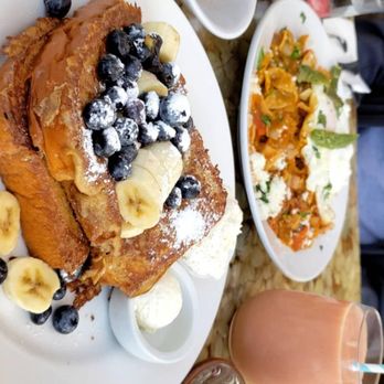 Shorehouse Kitchen - tahitian vanilla French toast (w banana, blueberry & xream), pork carnitas chilaquiles, dirty snowball mocha, strawberry peach smoothie - Coffee & Tea Near Me - La Jolla, California Shorehouse Kitchen - tahitian vanilla French toast (w banana, blueberry & xream), pork carnitas chilaquiles, dirty snowball mocha, strawberry peach smoothie - Coffee & Tea Near Me - La Jolla, California