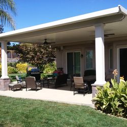 Patio Pros - Stucco columns add a custom look and tie the patio cover into the house design.