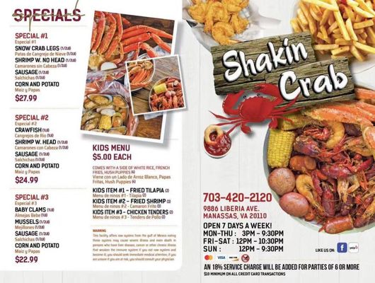 Menu photo 8 Shakin Crab Manassas, VA