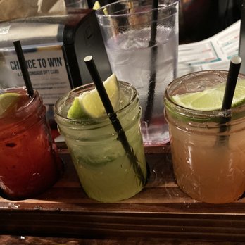 Condado Tacos - Margarita flight. Blackberry, jalapeño, white peach (L-R) - Tacos Near Me - Toledo, Ohio
