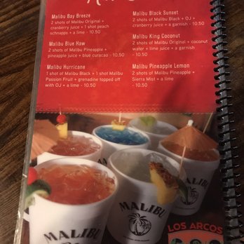 Los Arcos Mexican Restaurant - Malibu Buckets page of menu - Mexican Near Me - Goose Creek, South Carolina