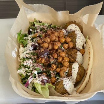 Hummus Way - Falafel open-face pita - Mediterranean Near Me - Orange, California Hummus Way - Falafel open-face pita - Mediterranean Near Me - Orange, California