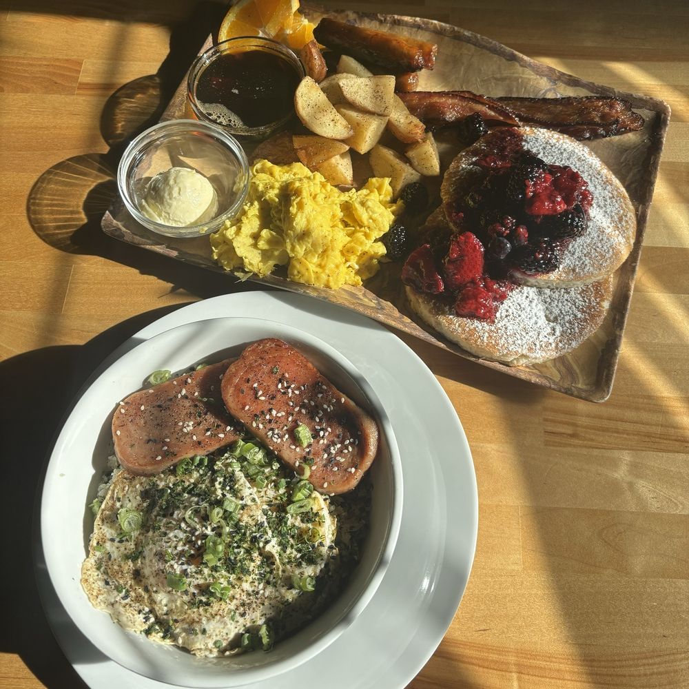 Spam breakfast bowl and Full Monty