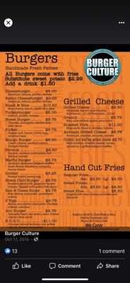 Menu photo 1 Burger Culture Tampa, FL Menu photo 1 Burger Culture Tampa, FL
