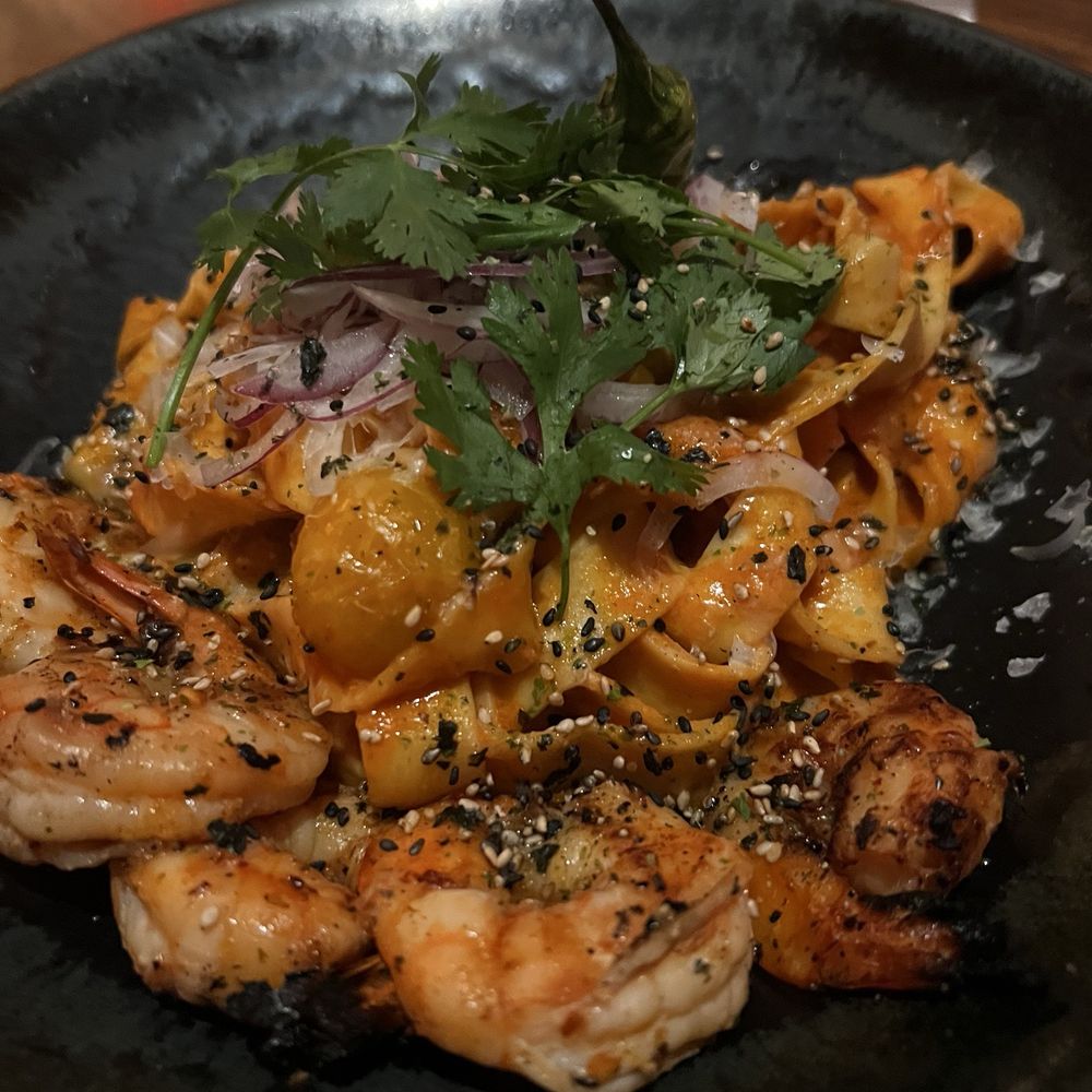 Durango Cocina & Rooftop - Papardelle pasta with Shrimp... delicious! - Latin American Near Me - Rancho Cucamonga, California