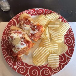 Lunch Thyme - Meatball Sub with chips. There were 4 meatballs on the Italian sub roll.