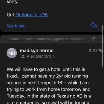 Double Eagle Townhomes - Convo of no help during AC being broken - Apartments Near Me - Hutto, Texas