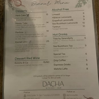 Dacha Kitchen & Bar - Dinner Menu - Modern European Near Me - San Francisco, California Dacha Kitchen & Bar - Dinner Menu - Modern European Near Me - San Francisco, California