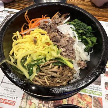 BCD Tofu House - Hot C7. Hot-Stone Bibimbap Combo /  돌솥 비빔밥(소고기 또는 두부) + 순두부 石拌饭+豆腐 - Korean Near Me - Carrollton, Texas