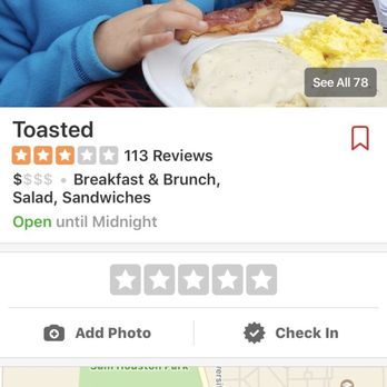 Toasted - Tell me why it says till midnight but the waitress says till 3. ‍‍‍‍  ON A THURSDAY! - Breakfast & Brunch Near Me - Huntsville, Texas