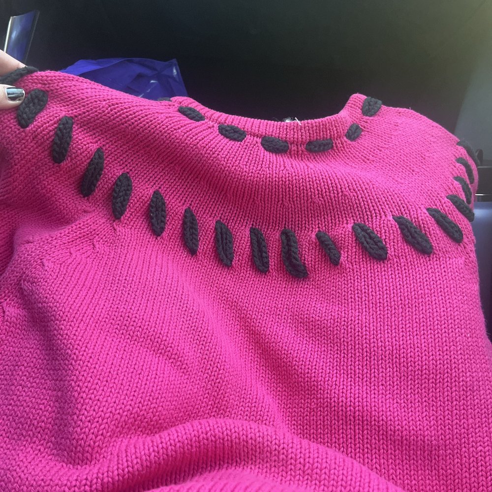 Mountain Mod - watermelon sweater! - Used, Vintage & Consignment Near Me - Big Bear Lake, California Mountain Mod - watermelon sweater! - Used, Vintage & Consignment Near Me - Big Bear Lake, California