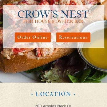 Crows Nest - menu promo shot -  only my second visit - the cook & cut of my baked scrod first time exquisite, second time looked like a bad leftover - Seafood Near Me - Warwick, Rhode Island