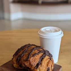 Point Break Coffee and Drive  Thru - Chocolate croissant & a hot latte