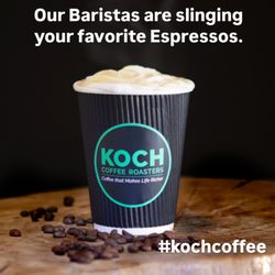 Koch Coffee & Carry-Out - Caffe Mocha Latte. Made with Organic KOCH Espresso, Straus Organic Milk, Organic Chocolate and Barista Love!
