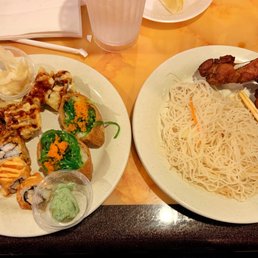 Assorted Sushi, Mei Fun, Teriyaki chicken Assorted Sushi, Mei Fun, Teriyaki chicken