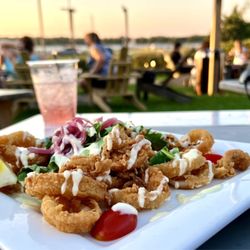 Calamari while watching the sunset