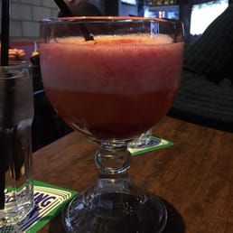 Bellini - contains white rum, peach schnapps, raspberry schnapps, and is topped with peach slush. Bellini - contains white rum, peach schnapps, raspberry schnapps, and is topped with peach slush.