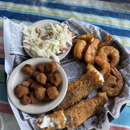 Combo plate with fried okra and coleslaw