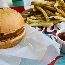 Chicken burger with fries Chicken burger with fries