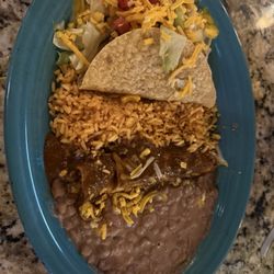 Garcia’s Grill & Cantina - Cheese enchilada, beef taco, rice and beans