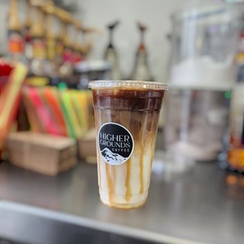 Higher Grounds Coffee - Iced caramel macchiato - Coffee & Tea Near Me - Weed, California