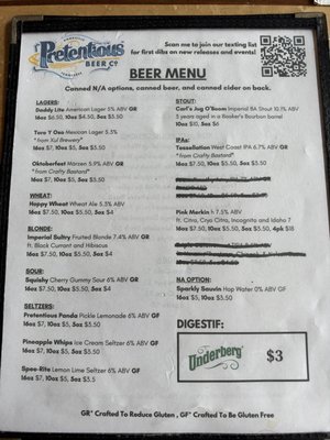 Menu photo 2 Pretentious Beer Co Knoxville, TN Menu photo 2 Pretentious Beer Co Knoxville, TN