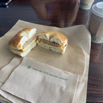 Standy’s Flatbreads And More - Egg, Sausage, Egg and Cheese Bagel. I'm a plain Jane when it comes to bagel flavors. - Pizza Near Me - Spring Hill, Florida