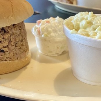 Rib & Loin - Small pork bbq sandwich, potato, salad, and coleslaw. - Barbeque Near Me - Chattanooga, Tennessee Rib & Loin - Small pork bbq sandwich, potato, salad, and coleslaw. - Barbeque Near Me - Chattanooga, Tennessee
