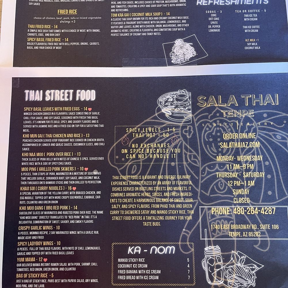 Sala Thai Tempe - Definitely try their new Thai Street Food menu! Something you can't get at their other restaurant in Phoenix. - Thai Near Me - Tempe, Arizona Sala Thai Tempe - Definitely try their new Thai Street Food menu! Something you can't get at their other restaurant in Phoenix. - Thai Near Me - Tempe, Arizona