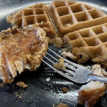 Arize Breakfast Cafe - What was left of my waffle and chicken. I was halfway into it before I thought to take a photo. - Breakfast & Brunch Near Me - Atlanta, Georgia Arize Breakfast Cafe - What was left of my waffle and chicken. I was halfway into it before I thought to take a photo. - Breakfast & Brunch Near Me - Atlanta, Georgia