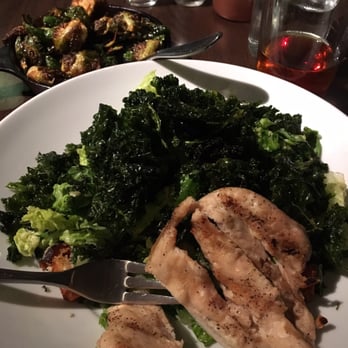 Copper Fox Gastropub - Kale Salad with Chicken with Brussel Sprouts on the side. Bring on the Green - New American Near Me - Chicago, Illinois