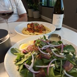 Barrel House Bistro and Tap Room - Esplanade Pinot Noir, Kale and Spinach salad, eggplant rollitini