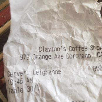 Clayton's Coffee Shop - Poor service with Leighanne bad customer service - Coffee & Tea Near Me - Coronado, California Clayton's Coffee Shop - Poor service with Leighanne bad customer service - Coffee & Tea Near Me - Coronado, California